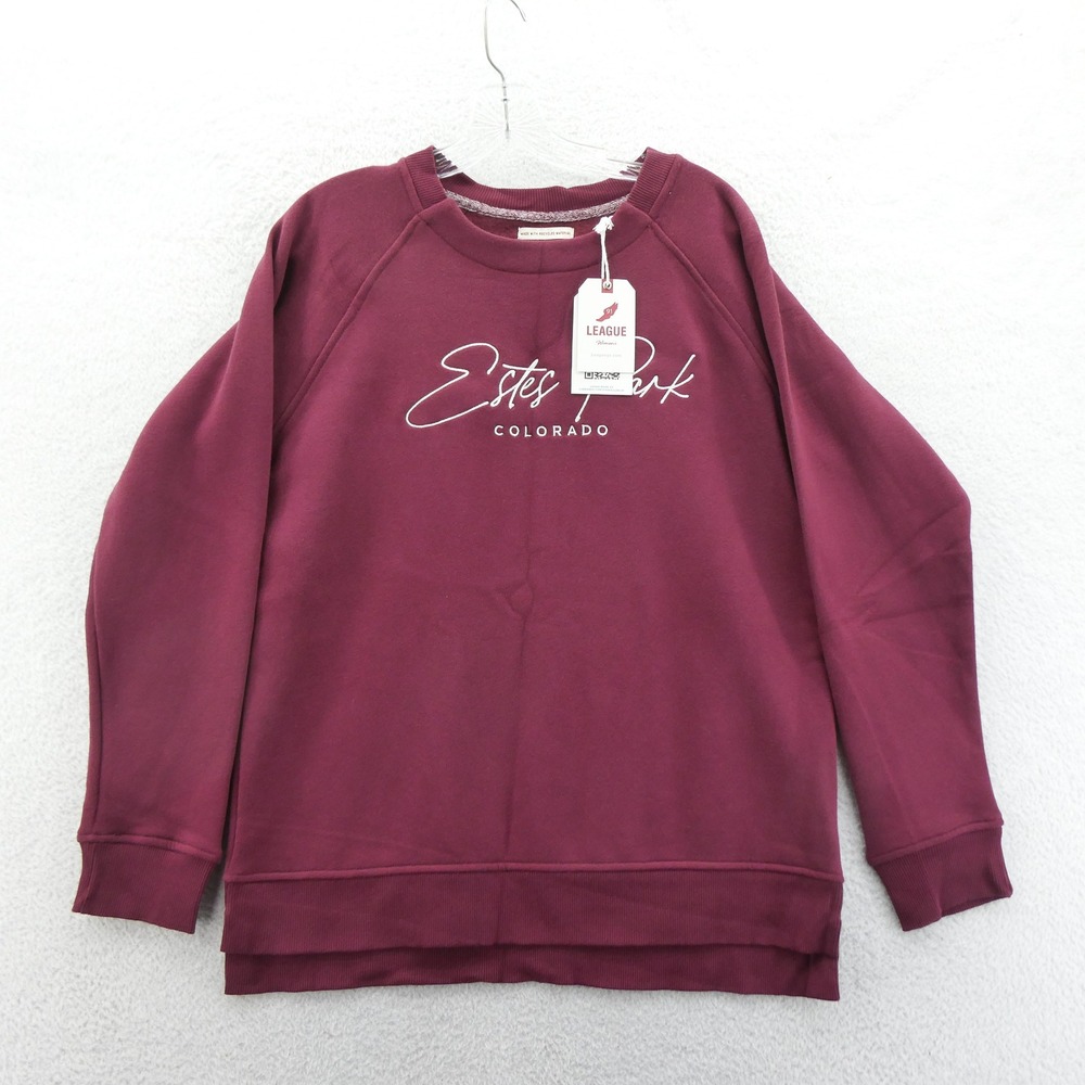 Leagueโ Sweatshirt Womens Medium Estes Park Colorado Maroon Fleece Cotton Blend